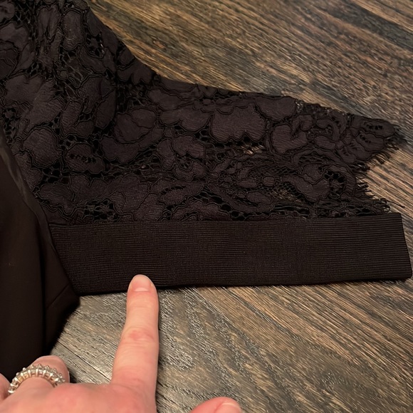 REBECCA TAYLOR black fitted dress with lace SIZE 2 - Picture 5 of 5